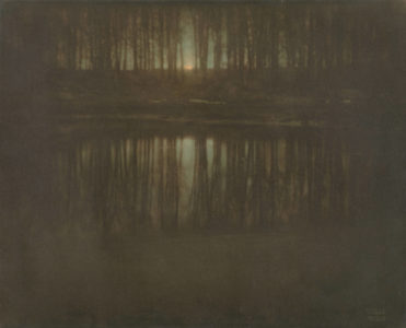 Edward Steichen (American, born Luxembourg. 1879–1973). Moonrise--Mamaroneck, New York. 1904. Multiple gum bichromate print over platinum, 16 x 19 5/8” (40.7 x 49.9 cm). The Gayle Greenhill Collection. Gift of Robert F. Greenhill © 2020 The Estate of Edward Steichen / Artists Rights Society (ARS), New York